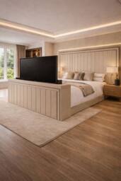 HOB Furniture Grand Thomas TV Bed in Ivory - Size: Double - thumbnail 1