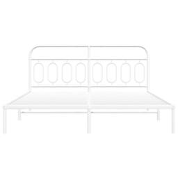 Berkfield Home Metal Bed Frame without Mattress with Headboard White 193x203cm - Size: 193x203 cm - thumbnail 4
