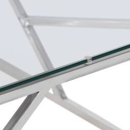 Berkfield Home Coffee Table Silver Stainless Steel & Tempered Glass - thumbnail 7