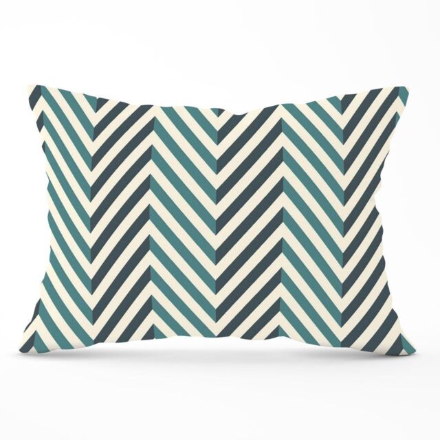 Warren Reed - Designer Geometric Herringbone Chevron Blues Cushions in Green - Size: 60 cm x 60 cm - image 1