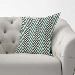 Warren Reed - Designer Geometric Herringbone Chevron Blues Cushions in Green - Size: 60 cm x 60 cm - thumbnail 2