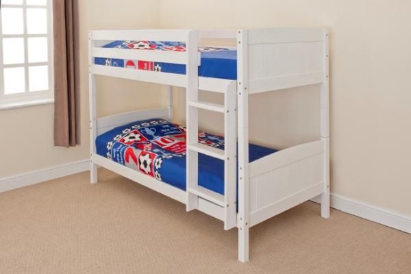 Comfy Living Ltd Kids Wooden Bunk Bed In Various Colours & Sizes in White - Size: Single - image 1