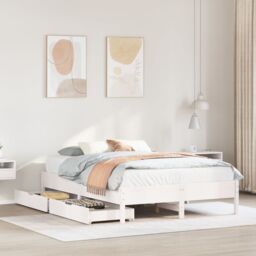 Berkfield Home Bed Frame without Mattress White 120x190 cm Small Double Solid Wood Pine - thumbnail 1