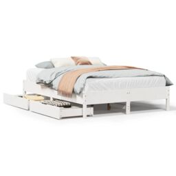 Berkfield Home Bed Frame without Mattress White 120x190 cm Small Double Solid Wood Pine - thumbnail 2
