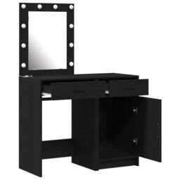 Berkfield Home 2 Piece Dressing Table Set with LED Black Engineered Wood - thumbnail 5