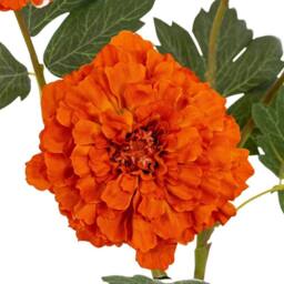 Lemon Pavilion Furniture and Decor Orange African Marigold Large Spray Artificial Flower - L11xW11xH100cm - thumbnail 3