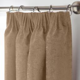 Luxury Living Chenille Blackout Pencil Pleat Top Curtains in Beige - Size: 117 cm width x 183 cm drop - thumbnail 2