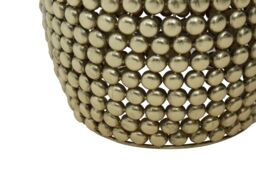 Orsina Gold Finish Beaded Barrel Stool, Handmade Iron Accent Stool With Interconnected Bead Design - thumbnail 4