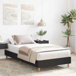 Berkfield Home Bed Frame No Mattress Black 90x190 cm Single Engineered Wood - thumbnail 3