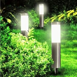 Leaper Black Upgrade Warm Light Stainless Steel Ground Plug Lawn Light - 8 Styles in Silver - thumbnail 4