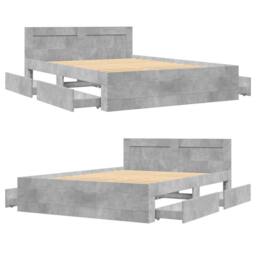 Berkfield Home Bed Frame with Headboard Frame Concrete Grey 120x190 cm Small Double - thumbnail 8