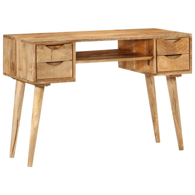 Berkfield Home Desk with Drawers 110x47x76 cm Solid Wood Mango in Brown - Size: 110 x 47 x 76 cm - image 1