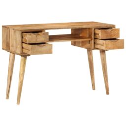 Berkfield Home Desk with Drawers 110x47x76 cm Solid Wood Mango in Brown - Size: 110 x 47 x 76 cm - thumbnail 3