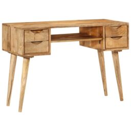 Berkfield Home Desk with Drawers 110x47x76 cm Solid Wood Mango in Brown - Size: 110 x 47 x 76 cm