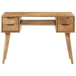 Berkfield Home Desk with Drawers 110x47x76 cm Solid Wood Mango in Brown - Size: 110 x 47 x 76 cm - thumbnail 2