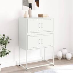 Berkfield Home Sideboard White 68.5x38.5x107 cm Steel - thumbnail 3