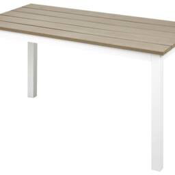 Wyld and Coco Coffee Table Plastic Wood Top White Powder Coat Aluminium 96 x 52cm in Brown - Size: 96 x 52 cm - thumbnail 2