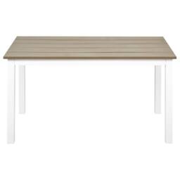 Wyld and Coco Coffee Table Plastic Wood Top White Powder Coat Aluminium 96 x 52cm in Brown - Size: 96 x 52 cm - thumbnail 3