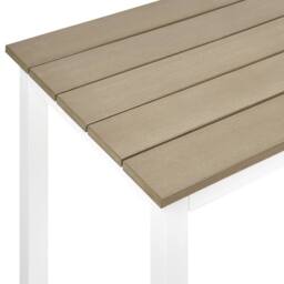 Wyld and Coco Coffee Table Plastic Wood Top White Powder Coat Aluminium 96 x 52cm in Brown - Size: 96 x 52 cm - thumbnail 5