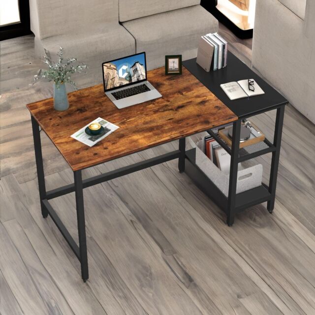 Rafaelo Mobilia Industrial Writing Desk With 2 Shelves Rustic Brown - image 1