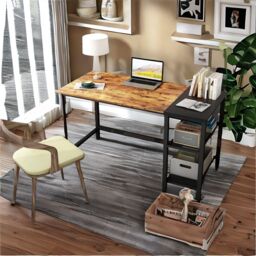 Rafaelo Mobilia Industrial Writing Desk With 2 Shelves Rustic Brown - thumbnail 4