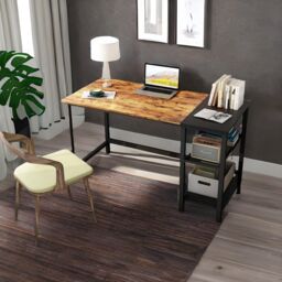 Rafaelo Mobilia Industrial Writing Desk With 2 Shelves Rustic Brown - thumbnail 5