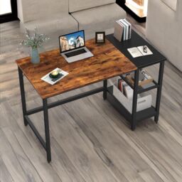 Rafaelo Mobilia Industrial Writing Desk With 2 Shelves Rustic Brown - thumbnail 1