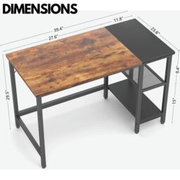 Rafaelo Mobilia Industrial Writing Desk With 2 Shelves Rustic Brown - thumbnail 6
