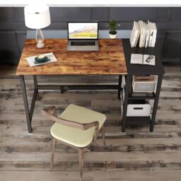 Rafaelo Mobilia Industrial Writing Desk With 2 Shelves Rustic Brown - thumbnail 3