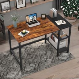 Rafaelo Mobilia Industrial Writing Desk With 2 Shelves Rustic Brown - thumbnail 2