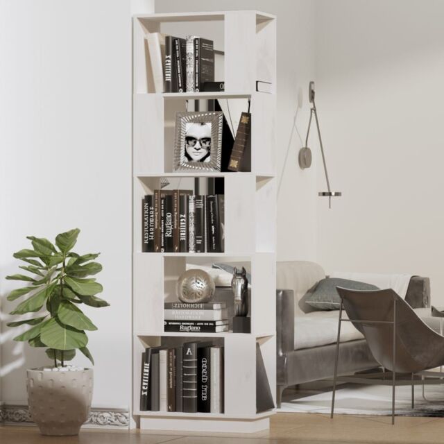 Berkfield Home Book Cabinet/Room Divider White 51x25x163.5 cm Solid Wood Pine - image 1