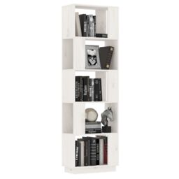 Berkfield Home Book Cabinet/Room Divider White 51x25x163.5 cm Solid Wood Pine - thumbnail 4