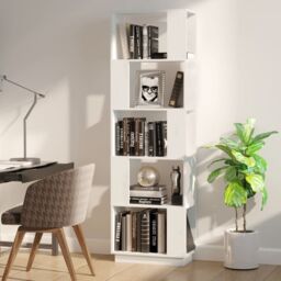 Berkfield Home Book Cabinet/Room Divider White 51x25x163.5 cm Solid Wood Pine - thumbnail 3