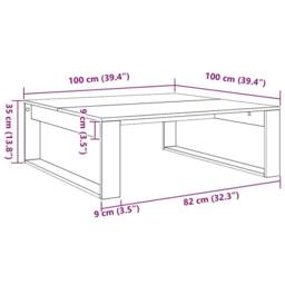 Berkfield Home Coffee Table Artisan Oak 100x100x35 cm Engineered Wood in Brown - Size: 100 x 100 x 35 cm - thumbnail 9