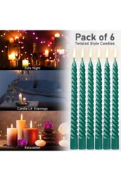 Deco Express 6 Hours Twisted Candles Pack of 6 in Bright Green - thumbnail 6