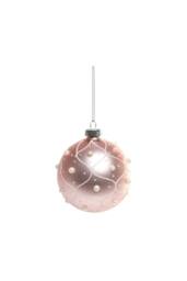 KDMD Pink Pearl Patterned Glass Bauble Dia8cm 3 Pack - thumbnail 1