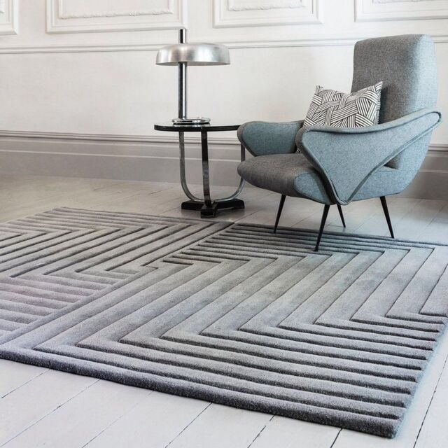The Rug Shop UK Silver Handmade Luxurious Easy to clean Optical 3D Area Rug - Size: 200 cm x 290 cm - image 1