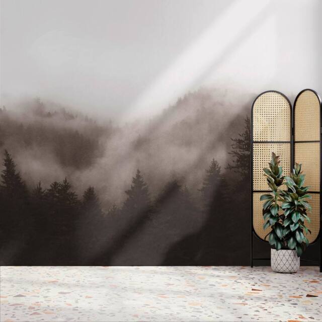 Superfresco Easy Misty Landscape Neutral Print To Order 3m x 2.8m Mural in Beige - image 1
