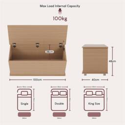 Kelvenix Pine Storage Ottoman Chest Bedding Blanket Box in Brown - Size: 0.6m2 - thumbnail 2