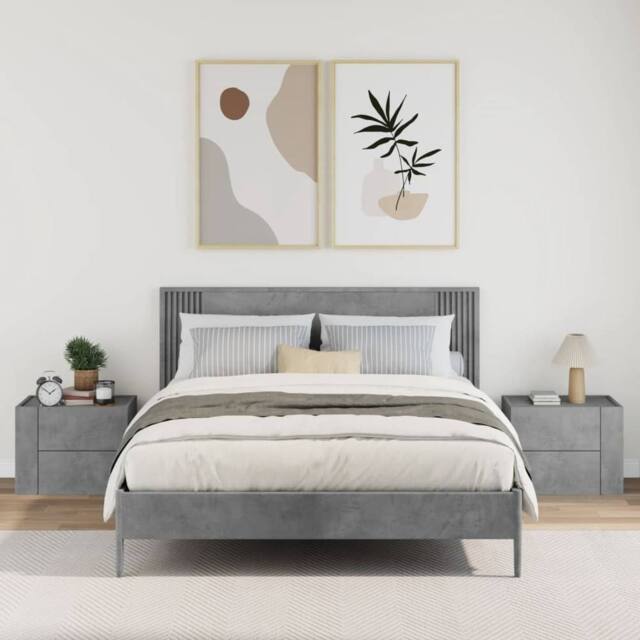 Berkfield Home Decorative Wall-mounted Bedside Cabinets 2 pcs Concrete Grey 45x3 - image 1