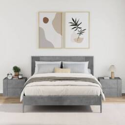 Berkfield Home Decorative Wall-mounted Bedside Cabinets 2 pcs Concrete Grey 45x3 - thumbnail 1