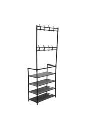 Garden Sanctuary Entryway 4 Tier Shoe Rack with Coat Hanger in Black - thumbnail 5