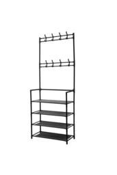 Garden Sanctuary Entryway 4 Tier Shoe Rack with Coat Hanger in Black - thumbnail 2