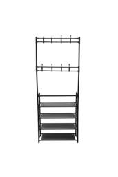 Garden Sanctuary Entryway 4 Tier Shoe Rack with Coat Hanger in Black - thumbnail 3