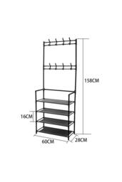 Garden Sanctuary Entryway 4 Tier Shoe Rack with Coat Hanger in Black - thumbnail 4