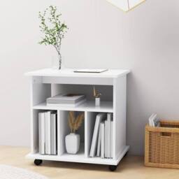 Berkfield Home Rolling Cabinet White 60x45x60 cm Engineered Wood - Size: 60 x 45 x 60 cm - thumbnail 3