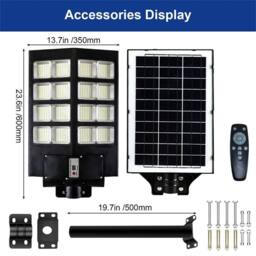 SPETLEK 6000W LED Solar Street Light Motion Sensor Dusk to Dawn Outdoor Garden in Black - thumbnail 2