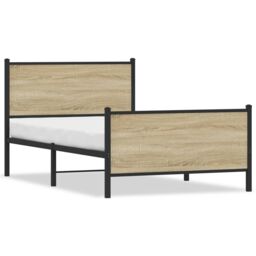 Berkfield Home Metal Bed Frame without Mattress Sonoma Oak 100x190 cm in Brown - thumbnail 2