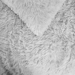 OHS Teddy Duvet Cover Set Bedding Soft Fleece Faux Fur Shaggy in Silver - Size: Double - thumbnail 4