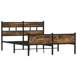 Berkfield Home Bed Frame without Mattress Smoked Oak 140x190 cm Engineered Wood in Brown - thumbnail 3